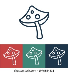 Linear vector icon with fly agaric