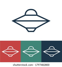 Linear vector icon with flying saucer