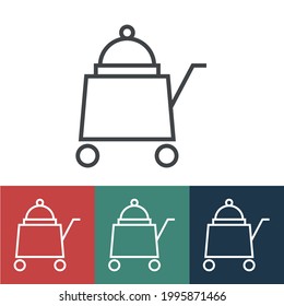 Linear vector icon with food cart
