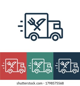 Linear vector icon with food delivery