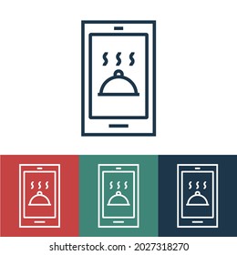 Linear vector icon food delivery by phone