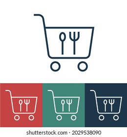Linear vector icon food in shopping cart