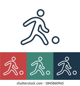 Linear vector icon with football player