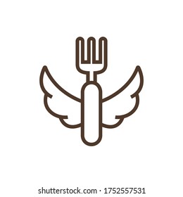 Linear vector icon fork with wings