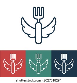 Linear vector icon fork with wings