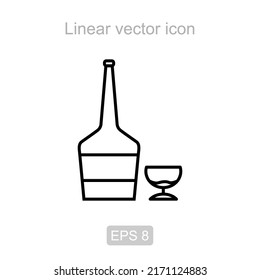 linear vector icon in the form of a bottle and a wine glass