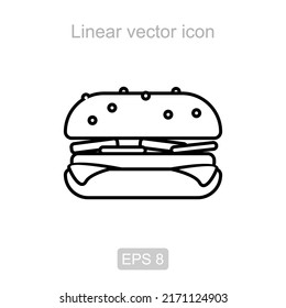 linear vector icon in the form of a burger
