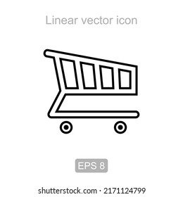 linear vector icon in the form of a grocery cart