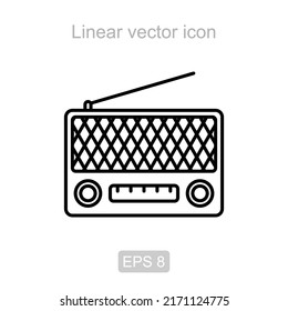 icono de vector lineal en forma de receptor de radio