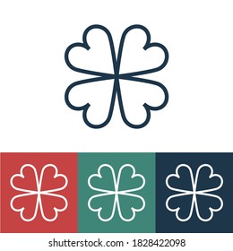 Linear vector icon with four leaf clover