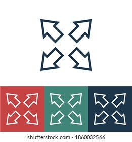 Linear vector icon with four sides