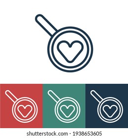 Linear vector icon with fried egg in form of heart