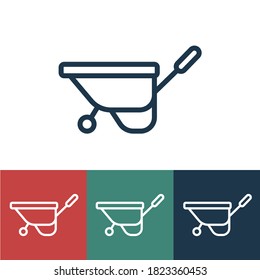 Icono de vector lineal con carro de jardín