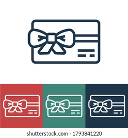 Linear vector icon with gift card