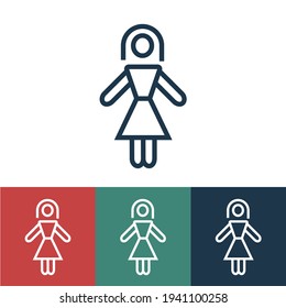 Lineares Vektorsymbol mit Mädchen