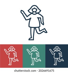 Linear vector icon with girl