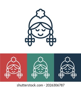 Linear vector icon with girl in winter hat