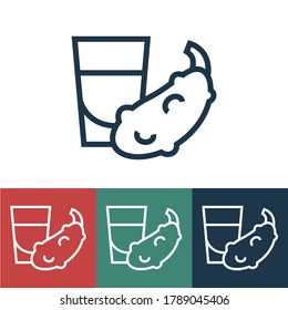 Linear vector icon with glass of vodka