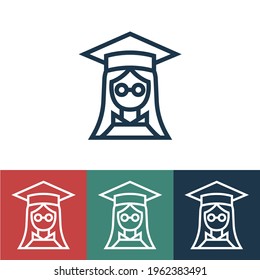 Linear vector icon with graduate