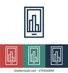 Icono de vector lineal con gráficos en el teléfono