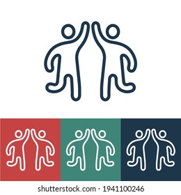 Icono de vector lineal con chicos dando cinco