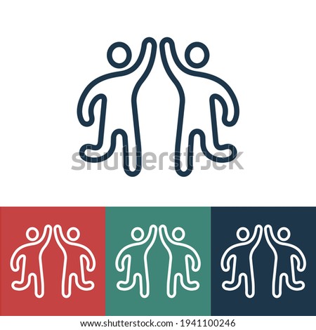 Linear vector icon with guys giving five