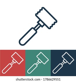 Linear vector icon with hammer for meat