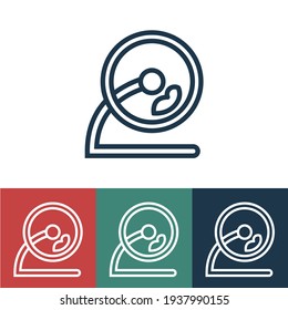 Linear vector icon with hamster in wheel