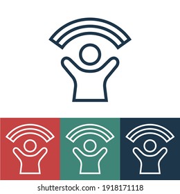 Linear vector icon with happy man