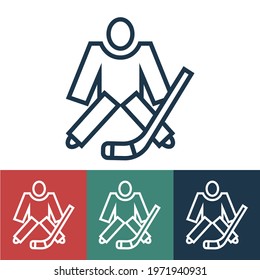 Linear vector icon with hockey player