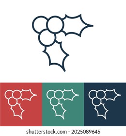 Linear vector icon with holly berry