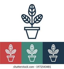Linear vector icon with home flower