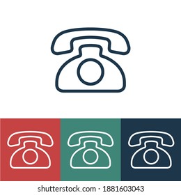 Linear vector icon with home phone