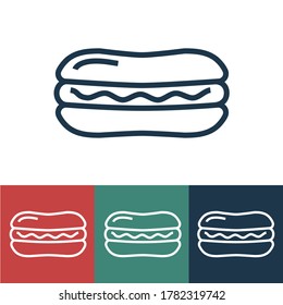 Icono de vector lineal con hot dog