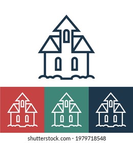 Linear vector icon with house