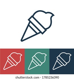Icono de vector lineal con cono de helado