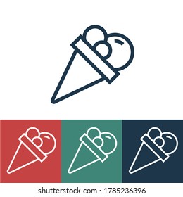 Lineares Vektorsymbol mit Eis-Kugeln in Kegel