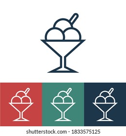 Linear vector icon with ice cream balls