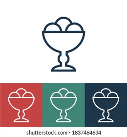 Linear vector icon with ice cream in cup