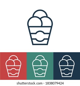 Linear vector icon with ice cream bucket