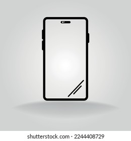 Icono vector lineal con la imagen de un teléfono móvil moderno. Se puede usar como icono para un sitio web o aplicación móvil. El icono ligero y optimizado consta de sólo siete contornos. 