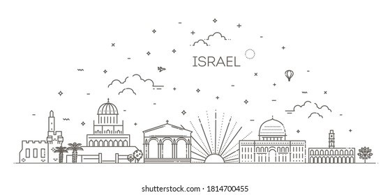 Linear vector icon for Israel