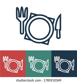 Linear vector icon with kitchen accessories