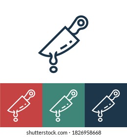 Icono vectorial lineal con cuchillo en sangre