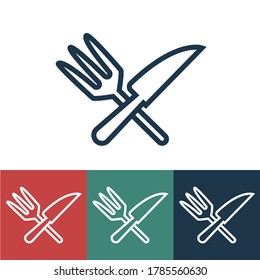 Linear vector icon with knife with fork