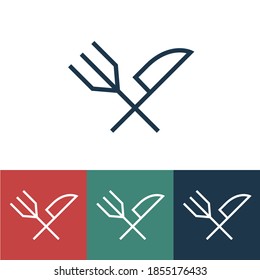 Linear vector icon with knife and fork