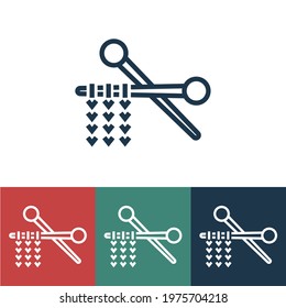 Linear vector icon with knitting needles