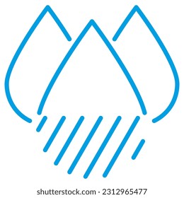 Linear vector icon of the Liquid Specific Gravity. Blue thin line pictogram of the water quality measurement isolated on transparent background