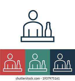 Linear vector icon with man at bar