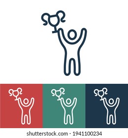 Linear vector icon with man holding cup